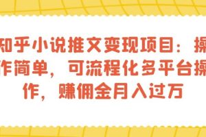 知乎小说推文变现项目:操作简单,可流程化多平台操作,赚佣金月入过万-麦资源网