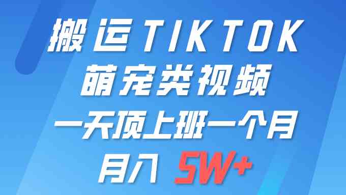图片[1]-（9931期）一键搬运TIKTOK萌宠类视频 一部手机即可操作 所有平台均可发布 轻松月入5W+