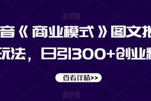 抖音《商业模式》图文批量玩法，日引300+创业粉【揭秘】-麦资源网