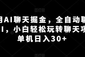 利用AI聊天掘金，全自动聊天挂JI，小白轻松玩转聊天项目 单机日入30+【揭秘】-麦资源网