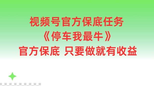 视频号官方保底任务，停车我*，官方保底只要做就有收益【揭秘】