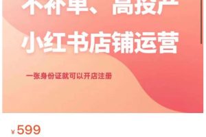 不补单、高投产的小红书店铺运营，一张身份证就可以开店注册-麦资源网