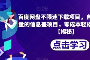百度网盘不限速下载项目，自带巨大流量的信息差项目，零成本轻松日入600【揭秘】-麦资源网