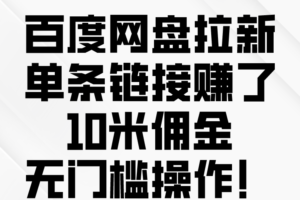 （10304期）百度网盘拉新，单条链接赚了10米佣金，无门槛操作！-麦资源网