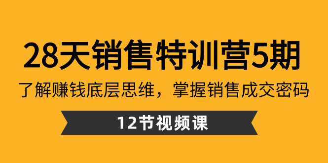 图片[1]-（8659期）28天·销售特训营5期：了解赚钱底层思维，掌握销售成交密码（12节课）