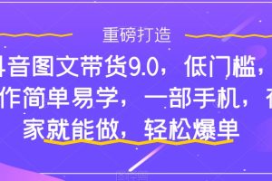 （7572期）抖音图文带货9.0，低门槛，操作简单易学，一部手机，在家就能做，轻松爆单-麦资源网