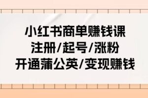 （11130期）小红书商单赚钱课：注册/起号/涨粉/开通蒲公英/变现赚钱（25节课）-麦资源网