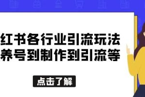 小红书各行业引流玩法，从养号到制作到引流等，一条龙分享给你【揭秘】-麦资源网