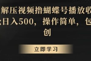 靠解压视频撸蝴蝶号播放收益，轻松日入500，操作简单，包过原创【揭秘】-麦资源网