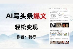 暴力拆解AI写头条爆文,轻松日入500+-麦资源网