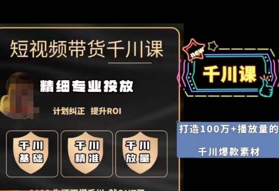 短视频带货-千川*投放课，​精细化*投放，计划纠正，提升ROI