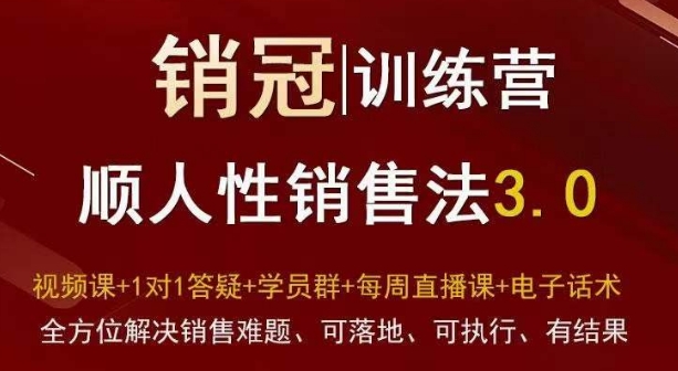 *！销冠训练营3.0之顺人性销售法，*解决销售难题、可落地、可执行、有结果