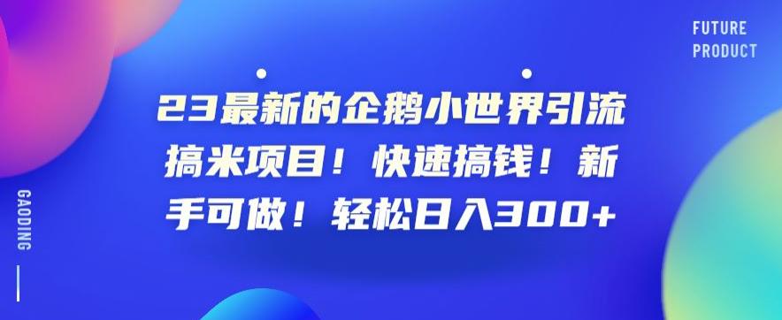 23*的企鹅小世界引流搞米项目！快速搞钱！新手可做！轻松日入300+【揭秘】