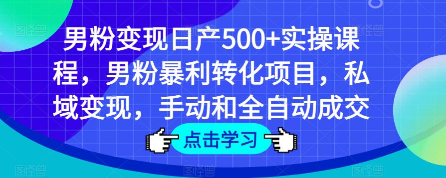 男粉变现日产500+实操课程，男粉暴利转化项目，私域变现，手动和全自动*