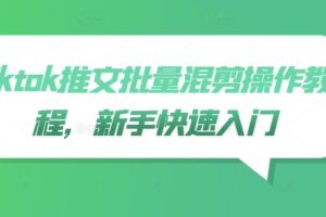 tiktok推文批量混剪操作教程，新手快速入门-麦资源网