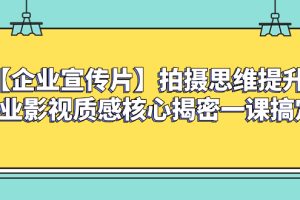 （8199期）【企业 宣传片】拍摄思维提升专业影视质感核心揭密一课搞定-麦资源网