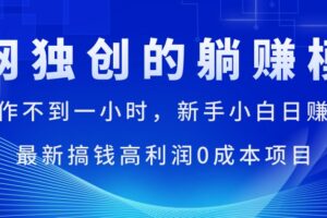 （11307期）每天操作不到一小时，新手小白日赚1500+，最新搞钱高利润0成本项目-麦资源网