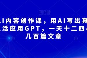 无本·AI内容创作课，用AI写出真人级文章，灵活应用GPT，一天十二四小时写几百篇文章-麦资源网