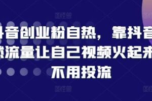 抖音创业粉自热，靠抖音自然流量让自己视频火起来，不用投流-麦资源网