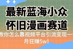 最新蓝海小众怀旧漫画赛道，高转化一单29.9教你怎么靠视频平台引流变现一个月狂赚5w！【揭秘】-麦资源网