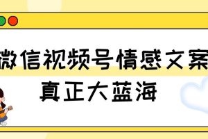 视频号情感文案，真正大蓝海，简单操作，新手小白轻松上手（教程+素材）【揭秘】-麦资源网