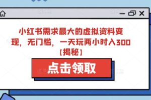 小红书需求最大的虚拟资料变现，无门槛，一天玩两小时入300+【揭秘】-麦资源网