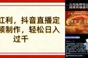 年底风口项目，定制视频直播变现，日入1000加，会打字就行【揭秘】-麦资源网