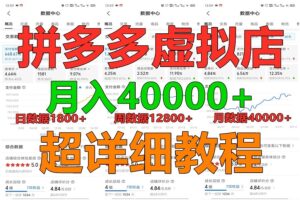 拼多多虚拟电商训练营月入40000+，全网最详细，你做你也行，暴利稳定长久-麦资源网