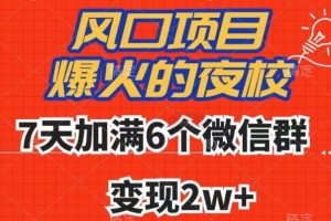 全网首发，爆火的夜校，7天加满6个微信群，变现2w+【揭秘】-麦资源网
