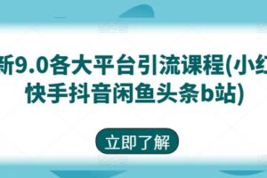 最新9.0各大平台引流课程(小红书快手抖音闲鱼头条b站)-麦资源网