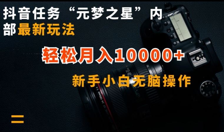 抖音任务“元梦之星”内部*玩法，新手小白无脑操作，轻松月入10000+【揭秘】