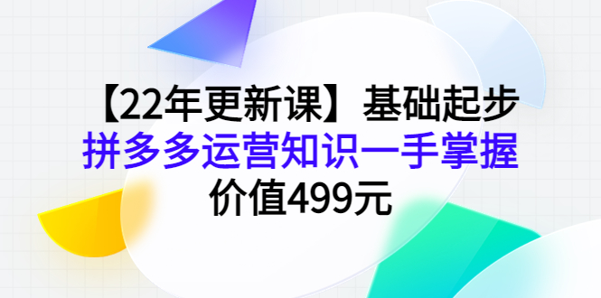 图片[1]-（3963期）【22年更新课】基础起步，拼多多运营知识一手掌握，价值499元