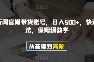 剪辑新闻官媒带货账号，日入500+，快速爆单法，保姆级教学【揭秘】-麦资源网