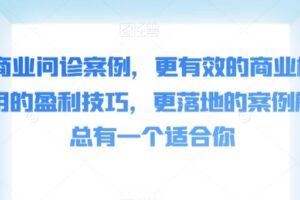 50个商业问诊案例，更有效的商业模式，更实用的盈利技巧，更落地的案例解析，总有一个适合你-麦资源网