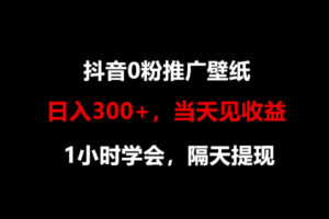 日入300+，抖音0粉推广壁纸，1小时学会，当天见收益，隔天提现-麦资源网