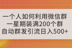 一个人如何利用微信群自动群发引流，一星期装满200个群，日入500+【揭秘】-麦资源网