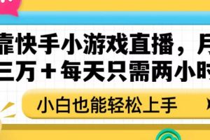 靠快手小游戏直播，月入三万+每天只需两小时，小白也能轻松上手【揭秘】-麦资源网