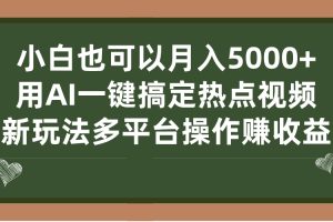 (7084期)小白也可以月入5000+, 用AI一键搞定热点视频, 新玩法多平台操作赚收益-麦资源网