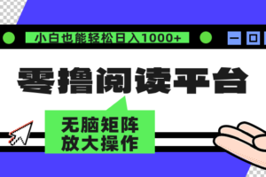 （12710期）零撸阅读平台 解放双手、实现躺赚收益 矩阵操作日入3000+-麦资源网