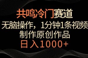 共鸣冷门赛道，无脑操作，一分钟一条视频，日入1000+【揭秘】-麦资源网