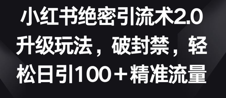 小红书绝密引流术2.0升级玩法，破封禁，轻松日引100+*流量【揭秘】