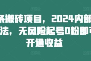 头条搬砖项目，2024内部新玩法，无风险起号0粉即可开通收益-麦资源网