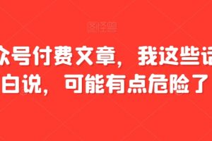某公众号付费文章，我这些话，坦白说，可能有点危险了-麦资源网