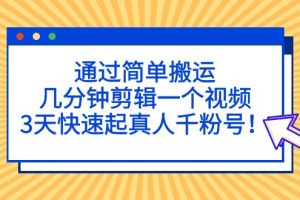 （5078期）通过简单搬运，几分钟剪辑一个视频，3天快速起真人千粉号！-麦资源网