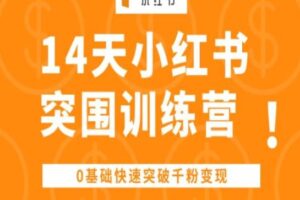 14天小红书突围训练营 ，0基础快速突破千粉变现-麦资源网