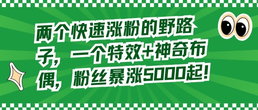 两个快速涨粉的野路子，一个*+神奇布偶，粉丝暴涨5000起【揭秘】