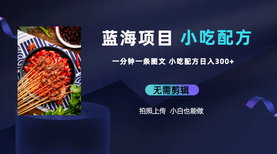 图片[1]-（6413期）蓝海项目一分钟一条图文作品-日入300+小吃配方项目（附 684G小吃配方）