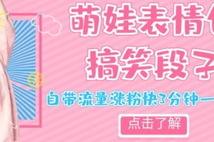 最新热门项目萌娃表情搞笑段子，自带流量涨粉快3分钟一条视频，小白也可轻松日赚300＋-麦资源网