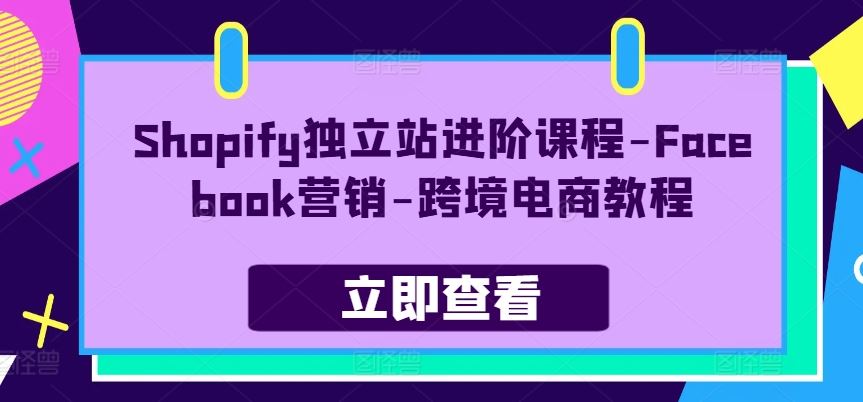 Shopify*站进阶课程-Facebook营销-跨境电商教程