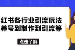 （5852期）小红书各行业引流玩法，从养号到制作到引流等，一条龙分享给你-麦资源网